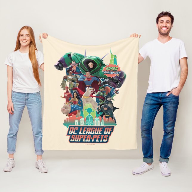 DC League of Toppen-Pets Battle for Metropolis Fleecefilt (På plats)