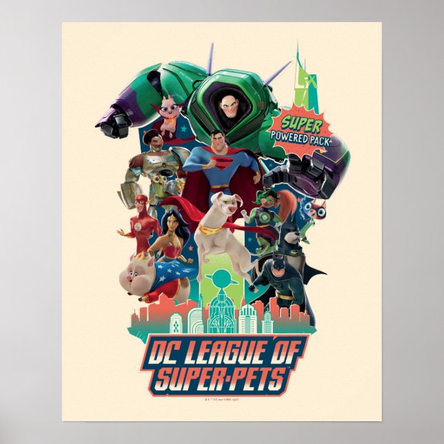 DC League of Toppen-Pets Battle for Metropolis Poster (Framsidan)