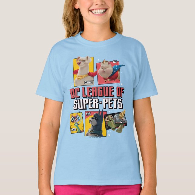 DC League of Toppen-Pets Character Panels T Shirt (Framsida)