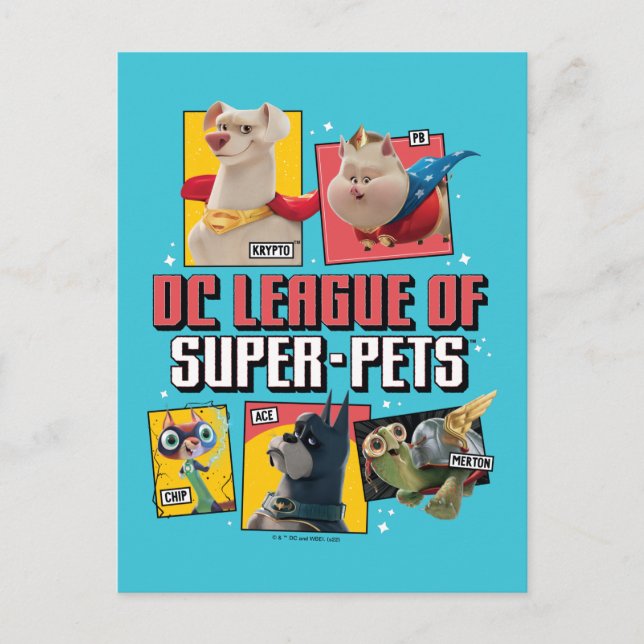 DC League of Toppen-Pets Character Panels Vykort (Framsida)