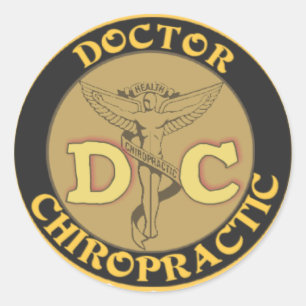 DC-LOGOTYP - DOKTORCHIROPRACTICCADUCEUS RUNT KLISTERMÄRKE