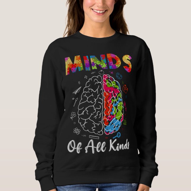 Dc Minds of all slags Autism Awareness Neurodivers T Shirt (Framsida)