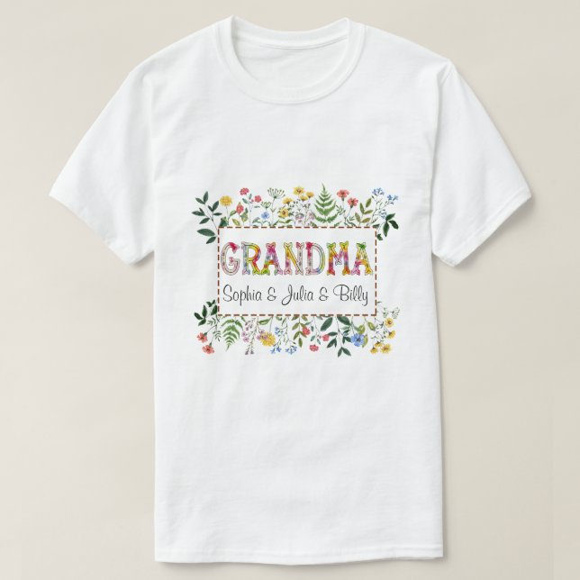 DC Personlig Grandma Wildblommor T Shirt (Design framsida)