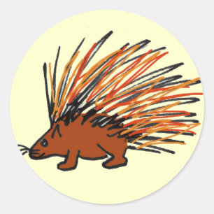 DC- Porcupine Round Stickers Runt Klistermärke