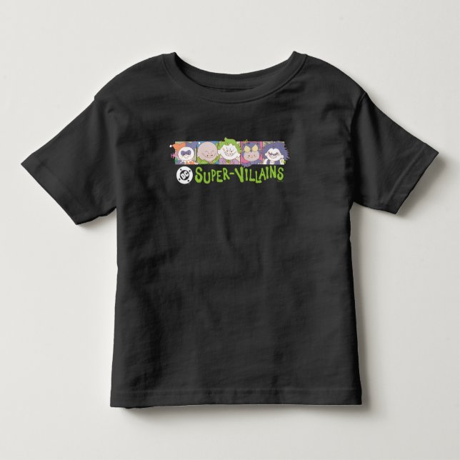DC Super-Villains Cartoon Lineup T Shirt (Framsida)