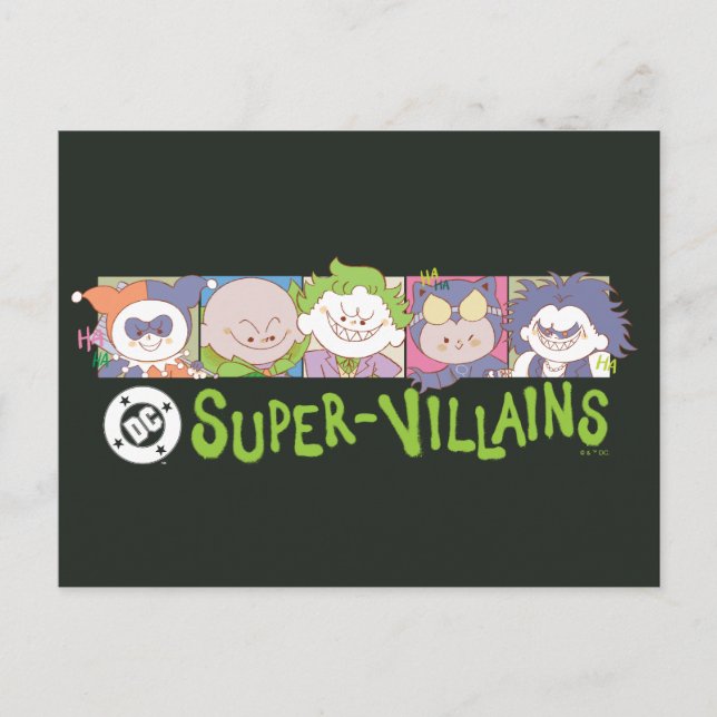 DC Super-Villains Cartoon Lineup Vykort (Framsida)