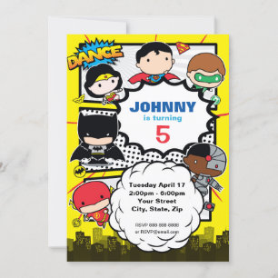 DC-Tecknader Justice League - Chibi Birthday Inbjudningar