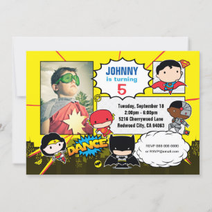 DC-Tecknader   Justice League - Chibi Birthday Pho Inbjudningar