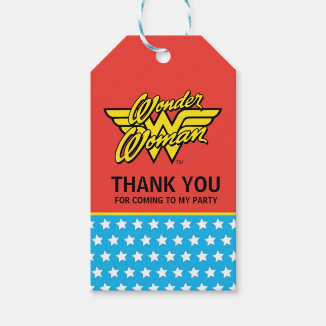 DC-Tecknader |  kvinnlig Logotyp | Grattis på föde Presentetikett (Framsidan)