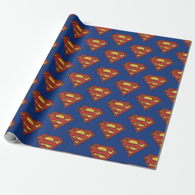 DC-Tecknader | Superman | Grunge Black Logotyp Presentpapper (Utrullad)