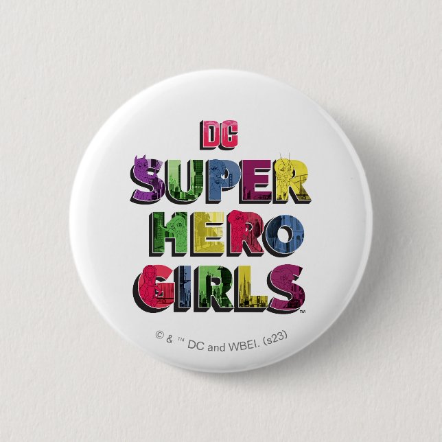 DC Toppen Hero Girls City Lettering Knapp (Framsida)