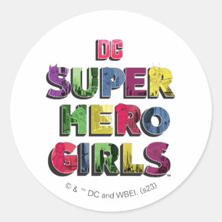 DC Toppen Hero Girls City Lettering Runt Klistermärke