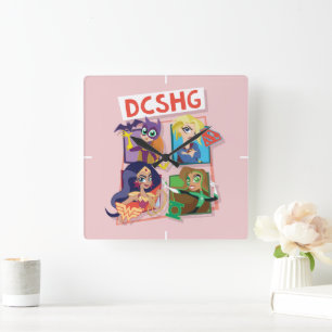 DC Toppen Hero Girls-kvartetten Fyrkantig Klocka