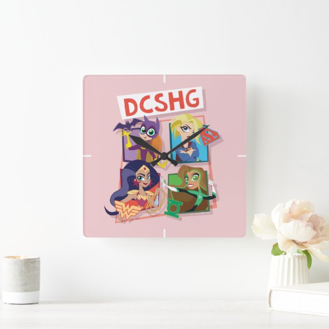 DC Toppen Hero Girls-kvartetten Fyrkantig Klocka (Hem)