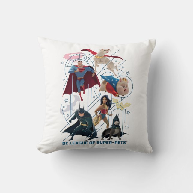 DC Trinity Heroes & Toppen-Pets Kudde (Framsida)