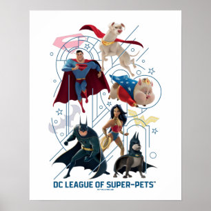 DC Trinity Heroes & Toppen-Pets Poster