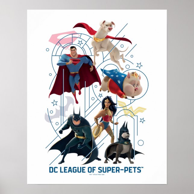 DC Trinity Heroes & Toppen-Pets Poster (Framsidan)