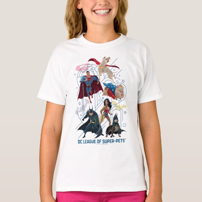 DC Trinity Heroes & Toppen-Pets T Shirt (Framsida)