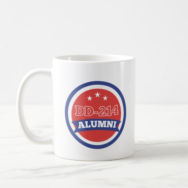 DD-214 Alumni-arméns veteranska militära Pension M Kaffemugg (Vänster)