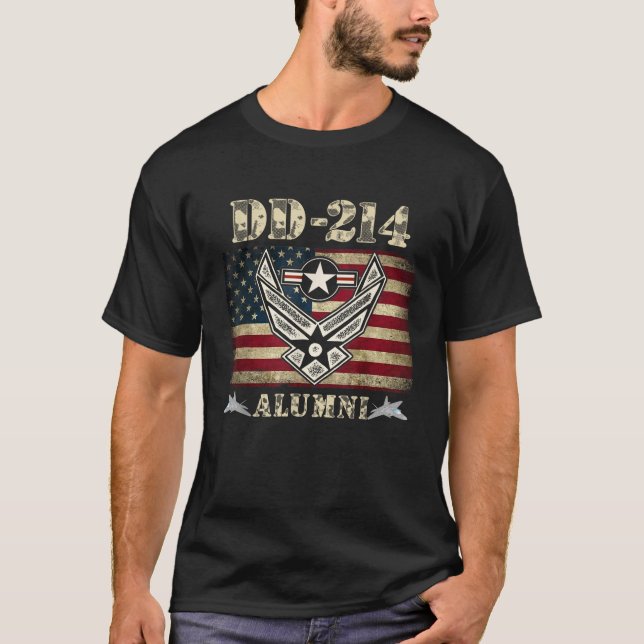 DD 214 Alumni Luft Militärveteran American T Shirt (Framsida)