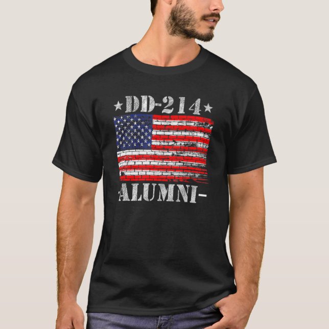 Dd-214 Alumni Militärveteran American Flagga Patri T Shirt (Framsida)
