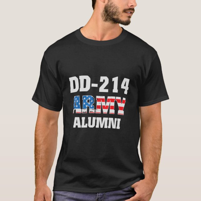 Dd 214 Alumni Veteran U S Flagga Soldat T Shirt (Framsida)