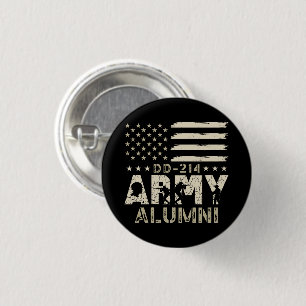 DD-214 Armé Alumni Militär US Flagga Veteran Knapp