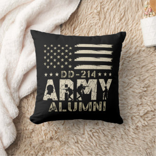 DD-214 Armé Alumni Militär US Flagga Veteran Kudde