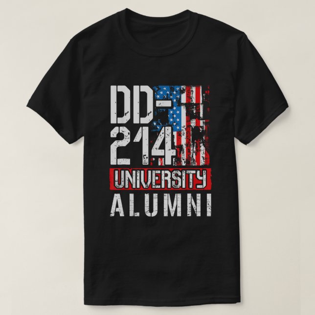 DD-214 Universiteten Alumni - USA:s militära veter T Shirt (Design framsida)
