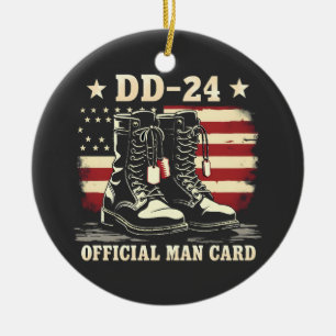 DD 24 Officiell Man-kort Amerikanska Veteran-dagen Julgransprydnad Keramik