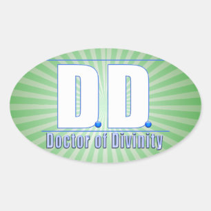 DD Doktor i LOGOTYPEN för förkortningen av Divinit Ovalt Klistermärke