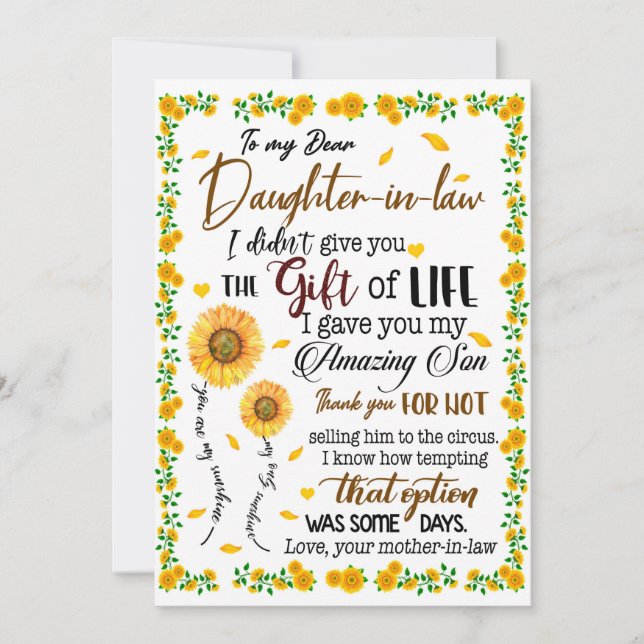 DDotter Älskare | Till min kära svärdotter Inbjudningar (Framsida)