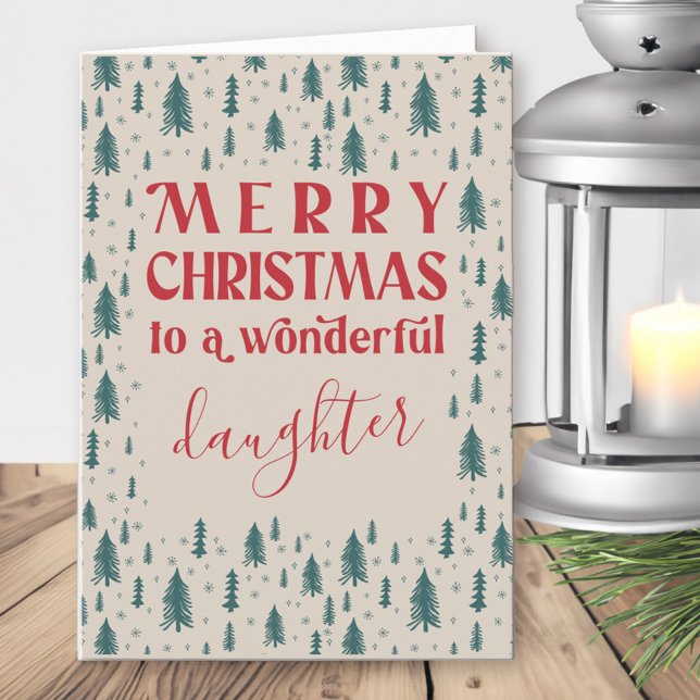 DDotter Julgranar God jul Natural Helgkort (Daughter christmas card with pine trees)