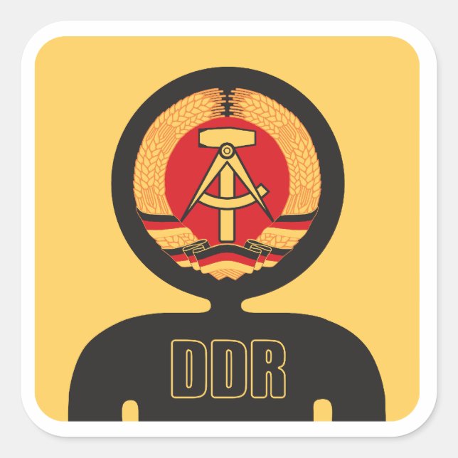 DDR flagga avatar Fyrkantigt Klistermärke (Framsida)