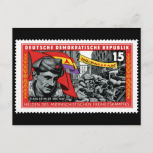 DDR frimärke till minne av Hans Beimler Vykort