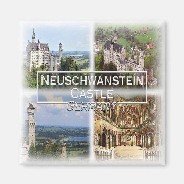 DE0112 Europa, Tysklant, Neuschwanstein-slott Magnet (Framsidan)