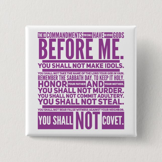 De 10 kommandona - Knappen Kvadratisk Knapp (Framsida)