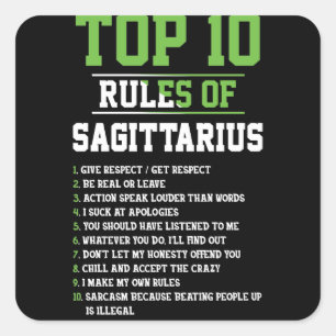 De 10 största Regler av Sagittarius Birthday Horo Fyrkantigt Klistermärke