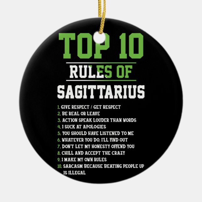 De 10 största Regler av Sagittarius Birthday Horos Julgransprydnad Keramik (Framsidan)