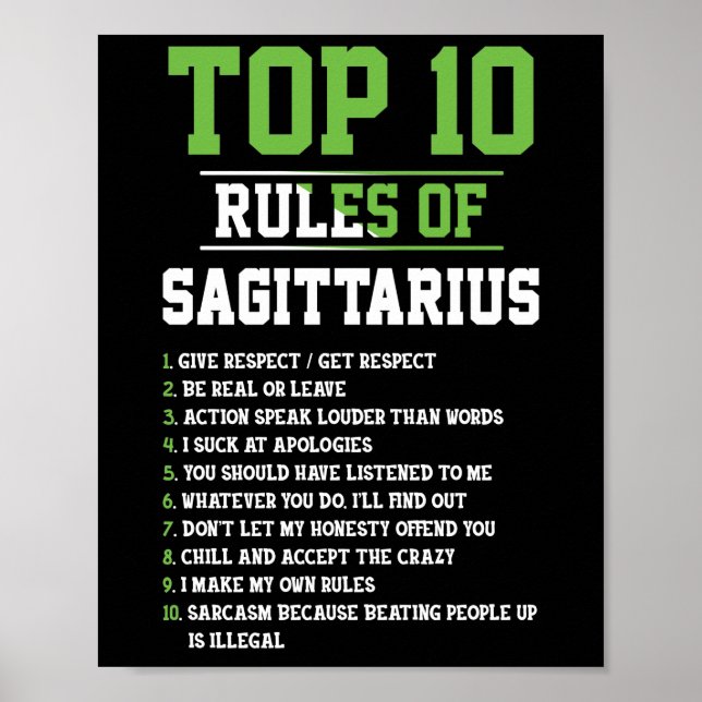 De 10 största Regler av Sagittarius Birthday Horos Poster (Framsidan)