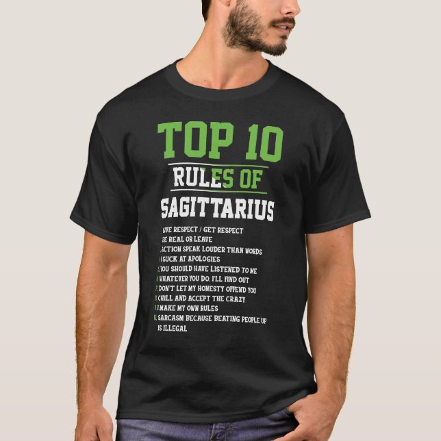 De 10 största Regler av Sagittarius Birthday Horos T Shirt (Framsida)