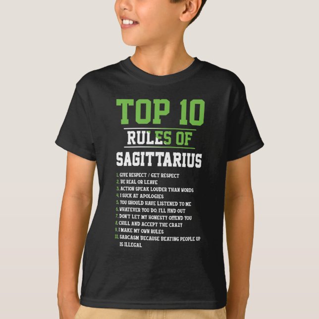 De 10 största Regler av Sagittarius Birthday Horos T Shirt (Framsida)
