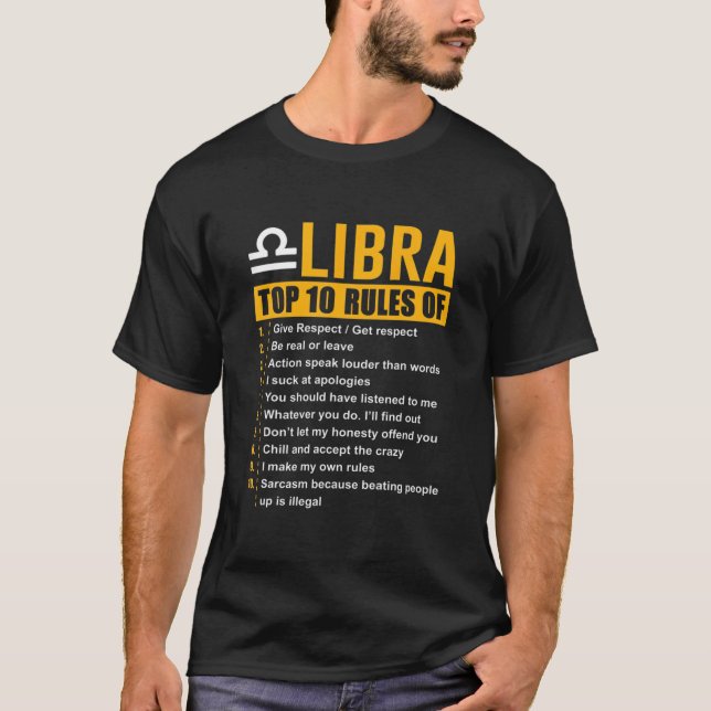 De 10 största Reglerna gåvor från Libra-födelsedag T Shirt (Framsida)