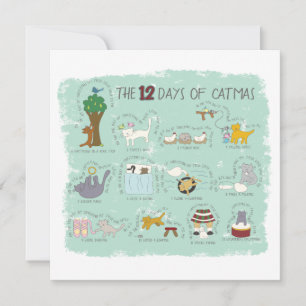 De 12 dagarna av Catmas i Mint Photo jul Card Julkort