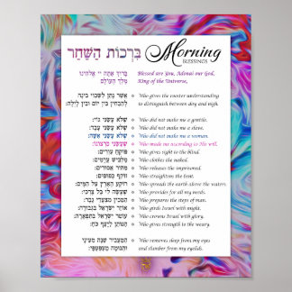 De 15 på morgonen Hebrew English Art Poster