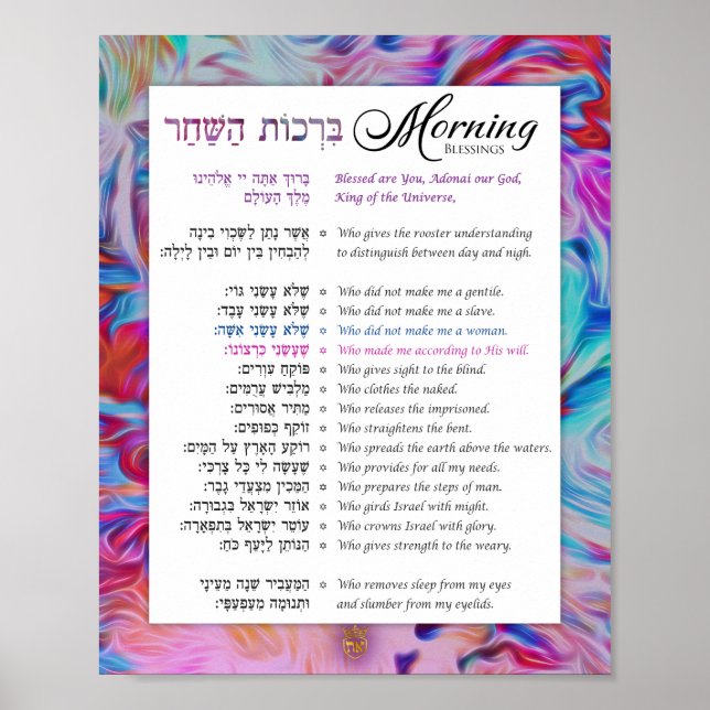 De 15 på morgonen Hebrew English Art Poster (Framsidan)