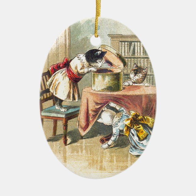 De 3 lite kattungarna: Sökande för mittensna Julgransprydnad Keramik (Framsidan)