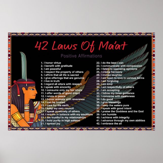 De 42 Maat-lagarna - positiva bekräftelser Poster (Framsidan)