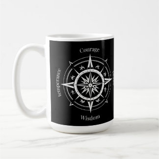 De 4 stoiskt dygder kompassen kaffemugg