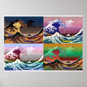 De 4 underbara vågar i Kanagawa Poster